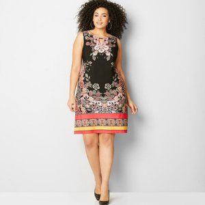 Orange & Black Floral Sleeveless Dress Sz 18/20